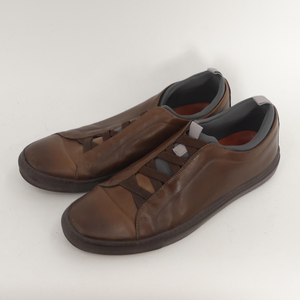 Martin Dingman Casual Slip-On Shoes‎ Brown Leather Gray Neoprene Liner 11M
